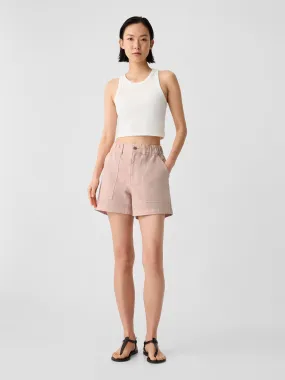 4" Mid Rise Easy Denim Utility Shorts