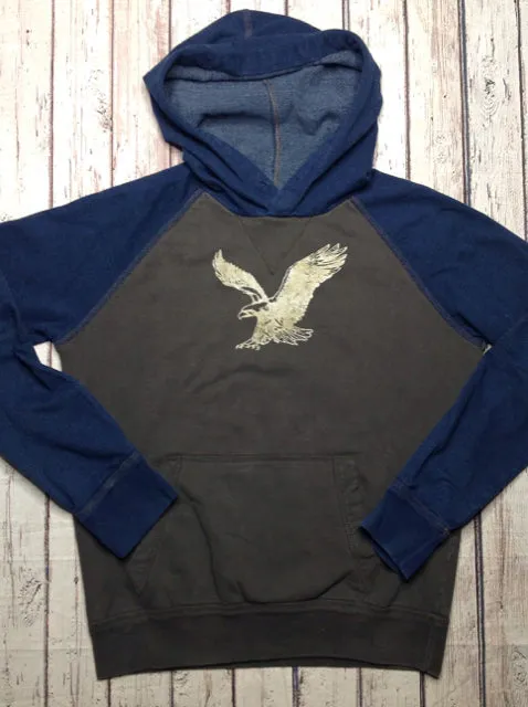 American Eagle Blue & Green PULLOVER HOODIE Top