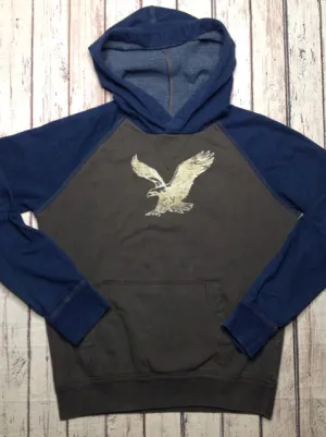 American Eagle Blue & Green PULLOVER HOODIE Top