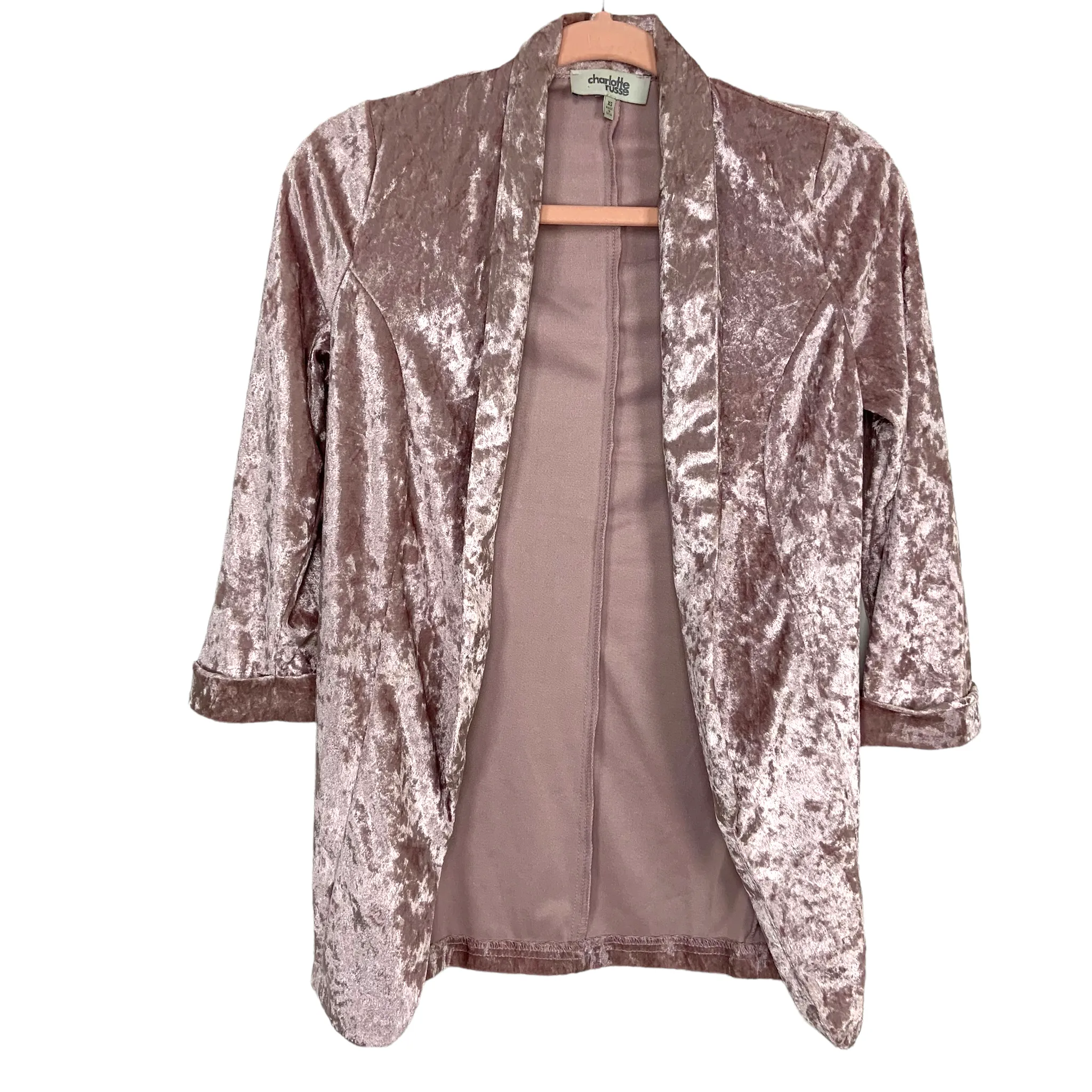 Charlotte Russe Blush Faux Velvet Blazer- Size XS
