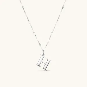 H Initial Pendant Necklace In Silver