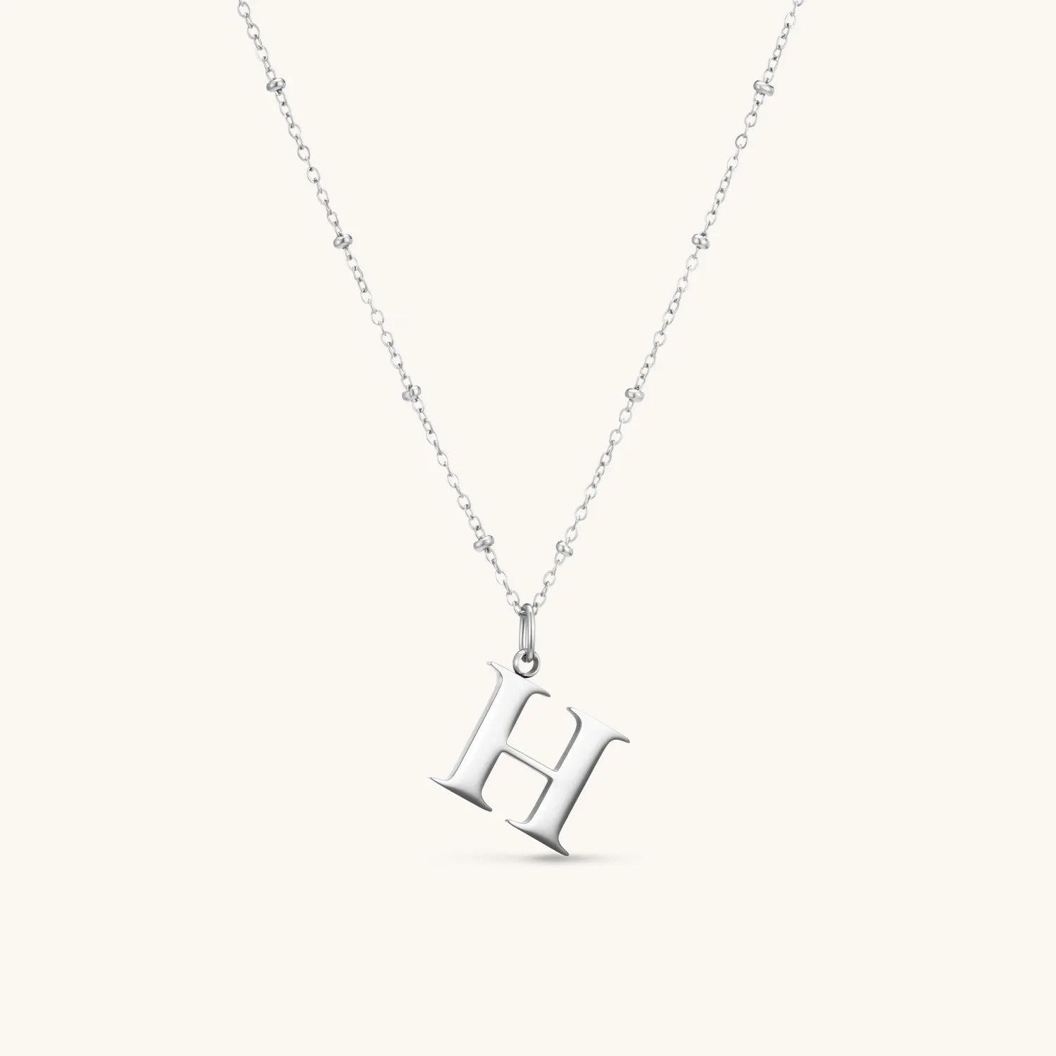 H Initial Pendant Necklace In Silver