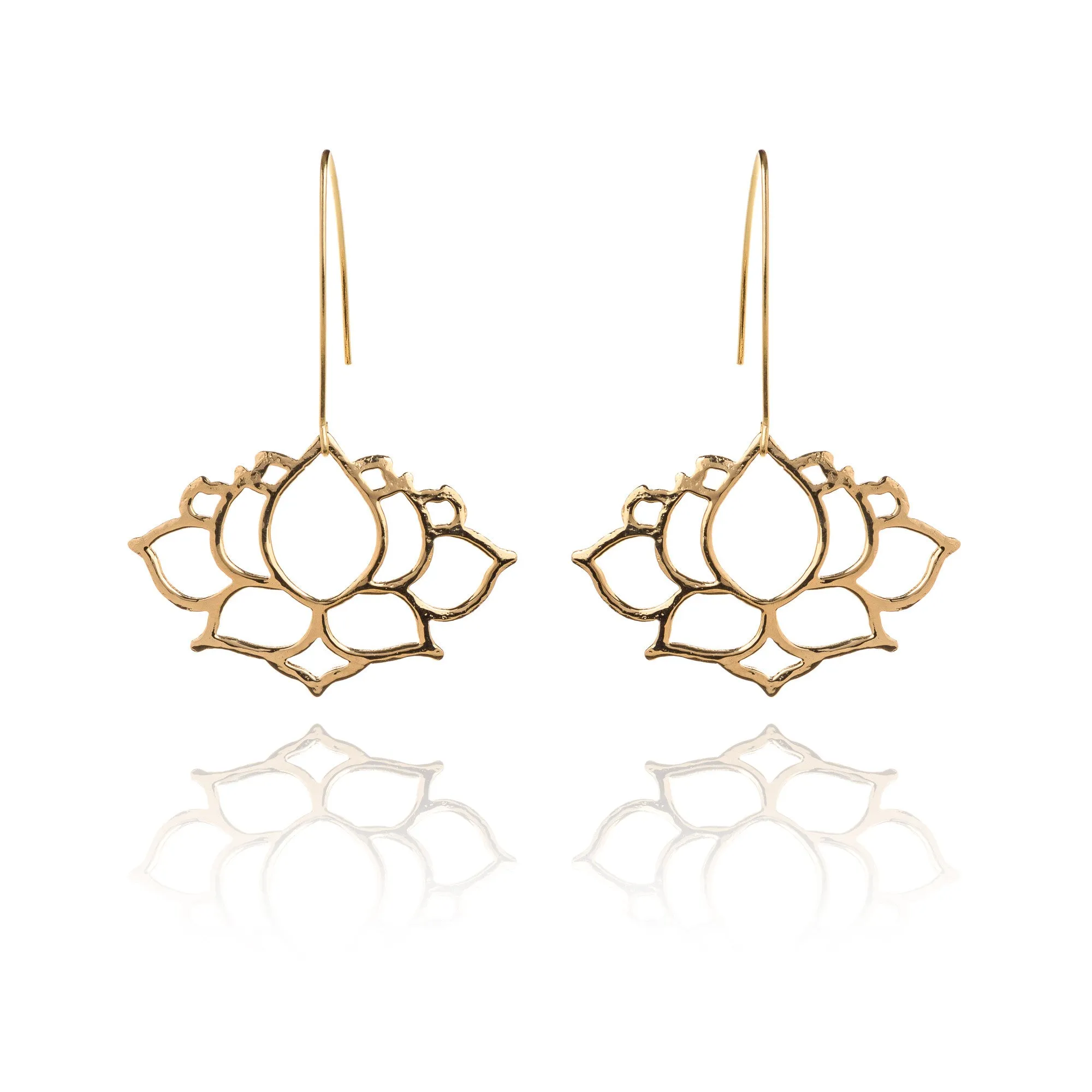 Hammered L Lotus Earrings
