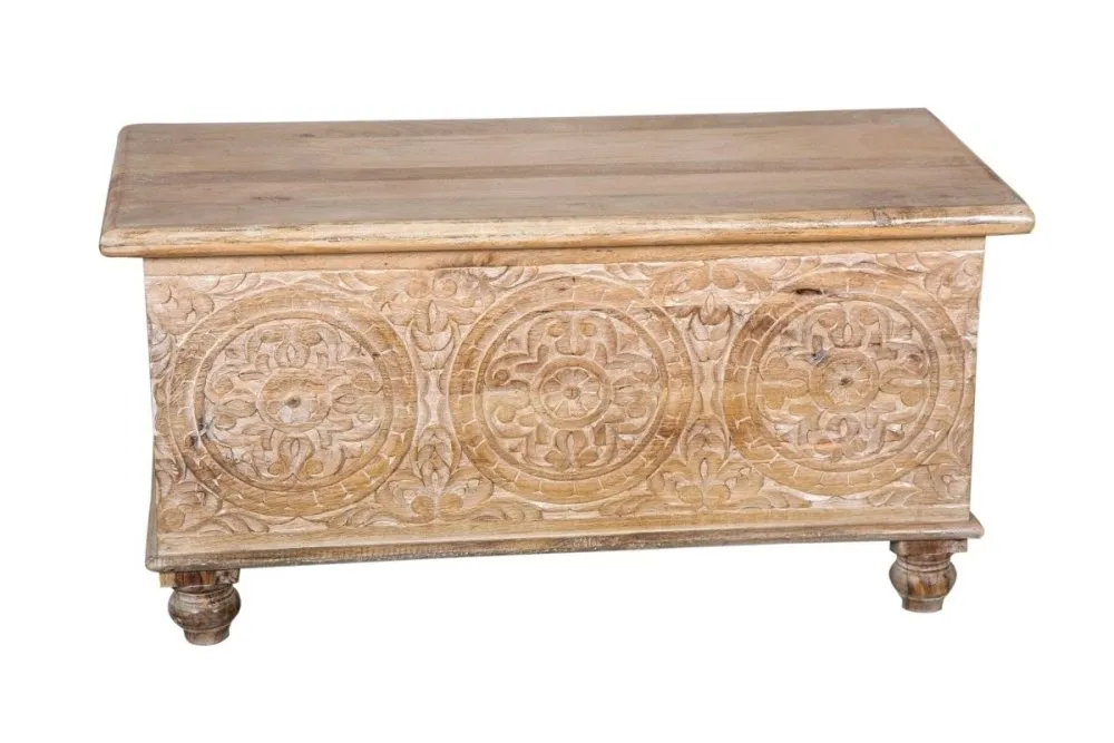 Hand Carved natural wood Trunk