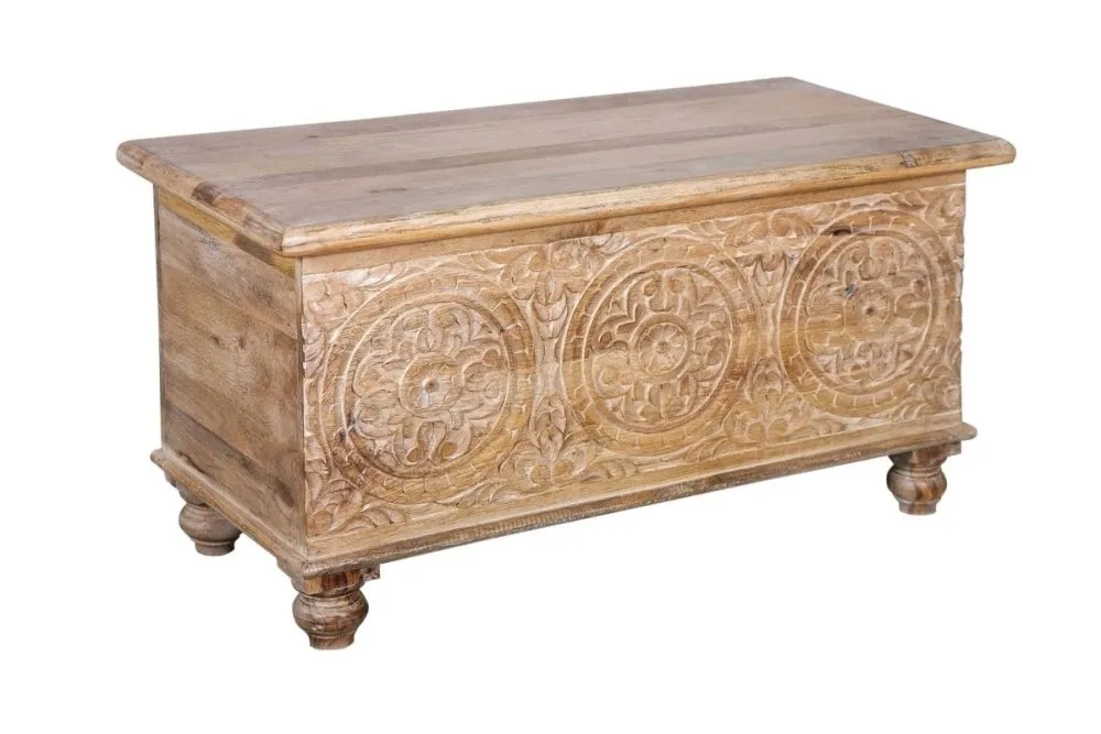 Hand Carved natural wood Trunk