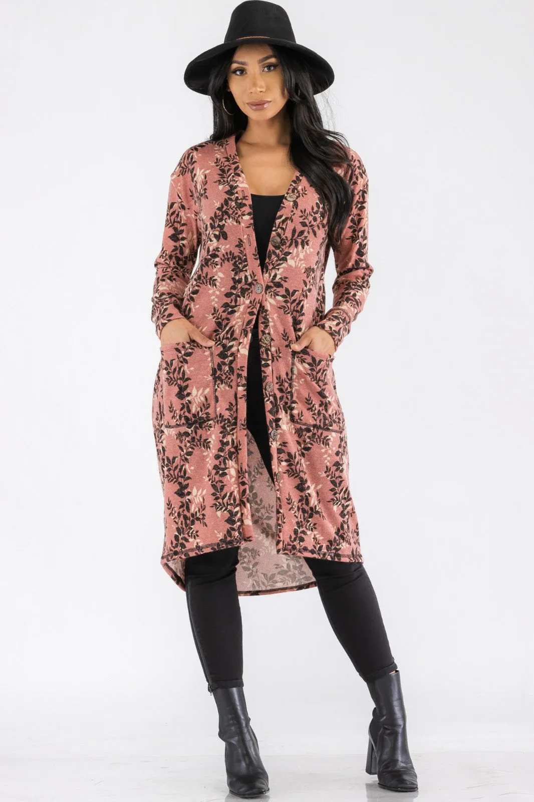 HH508R-LEAF - BUTTON DOWN CARDIGAN