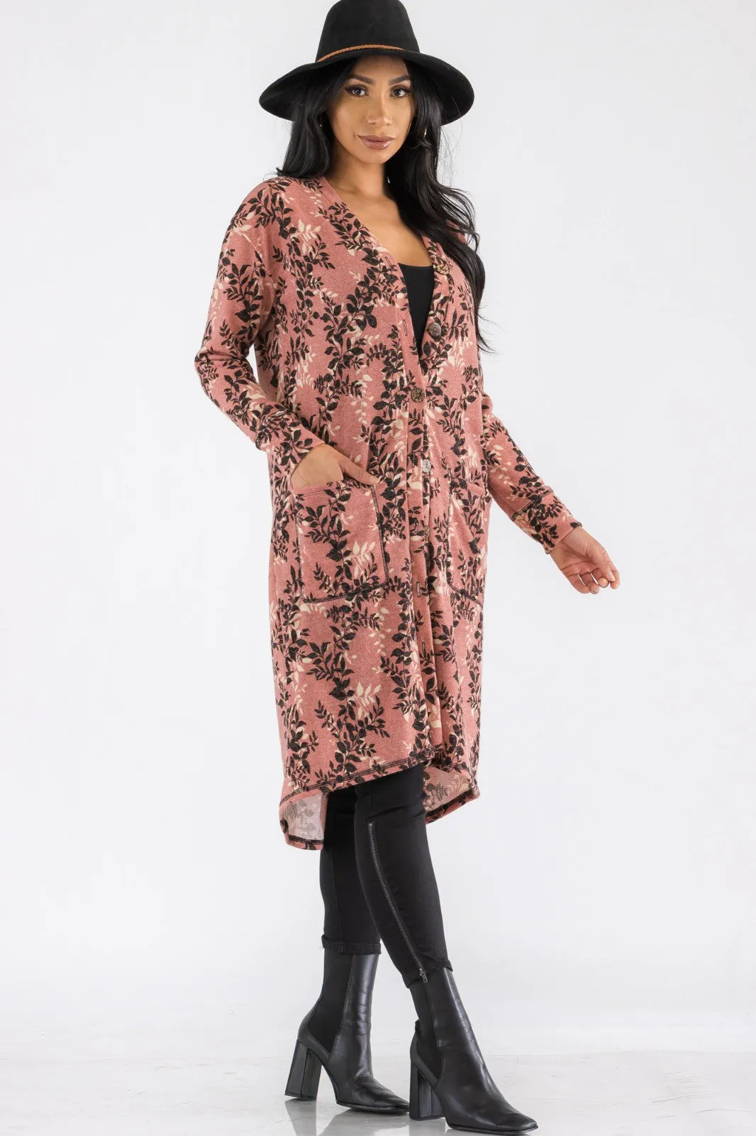 HH508R-LEAF - BUTTON DOWN CARDIGAN