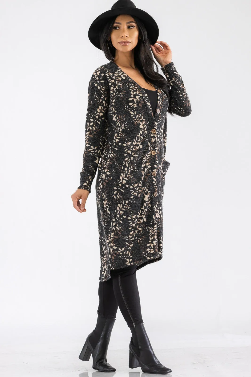 HH508R-LEAF - BUTTON DOWN CARDIGAN