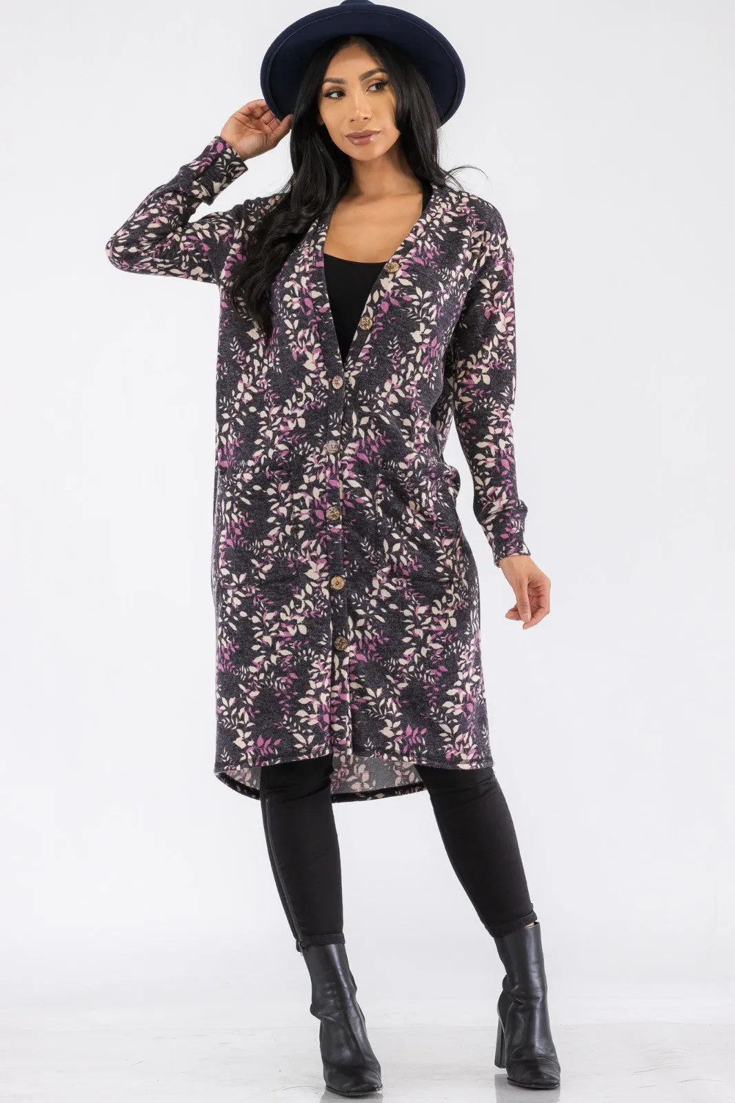 HH508R-LEAF - BUTTON DOWN CARDIGAN