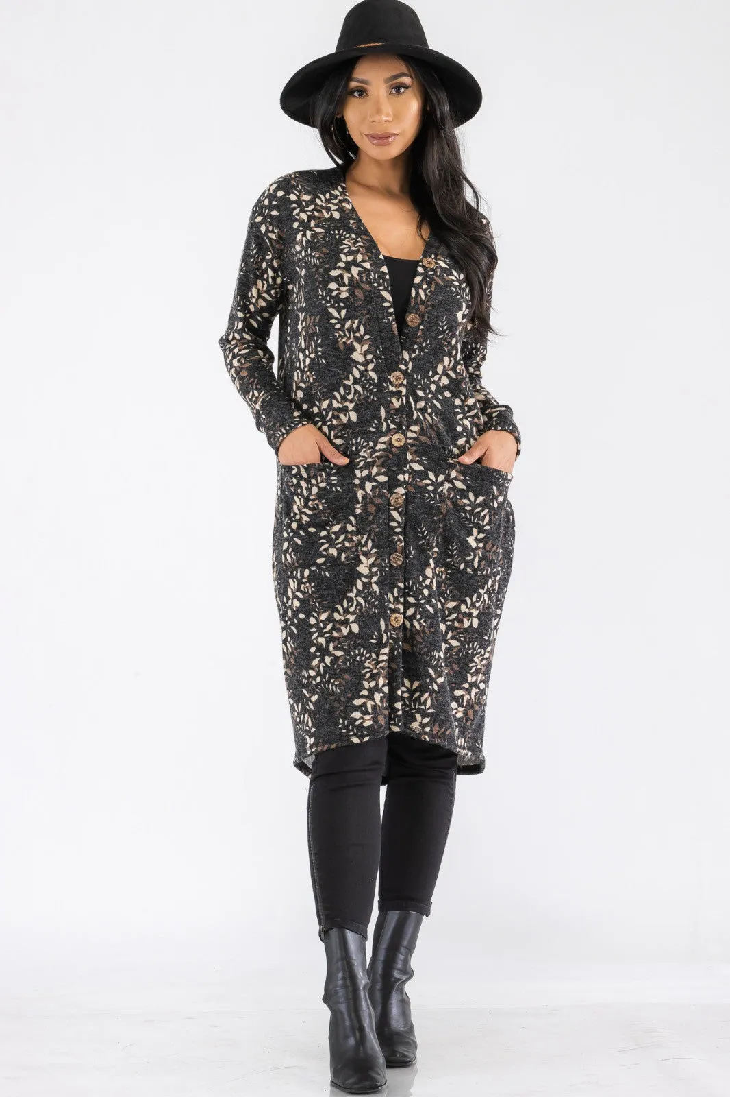 HH508R-LEAF - BUTTON DOWN CARDIGAN