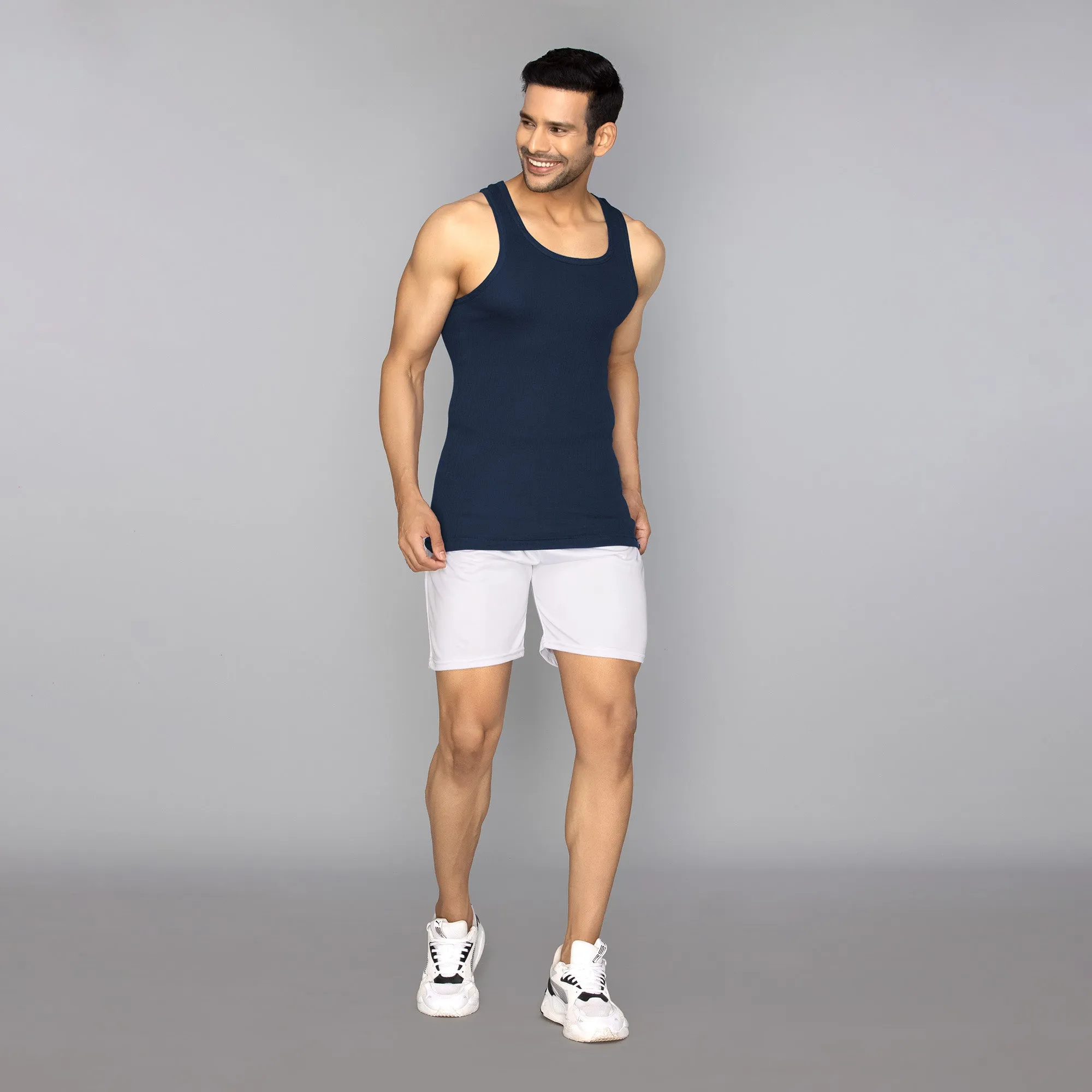Nova Round Neck Racer Back Vest Midnight Blue